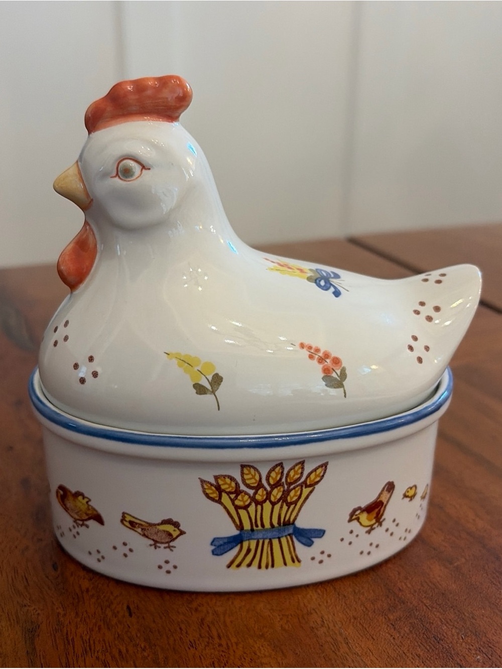 Vintage Prestige Place Provence Hen on Nest Ceramic Covered Trinket Dish Japan